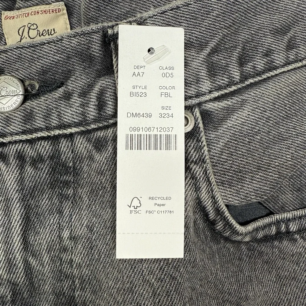 J. Crew 484 Jeans Men's 32/34 (34.5/34) Black Faded Wash Slim Fit Denim Pants